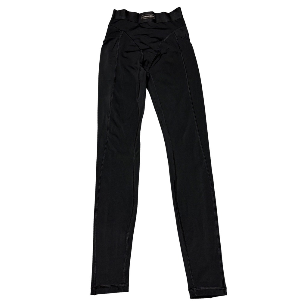 Savage X Fenty High Waisted Logo Leggings Black Womens S Pockets Athleisure Y2K